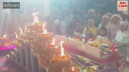 VIDEO : Crowd of devotees gathered at Maa Vaishno Devi temple in Faridabad