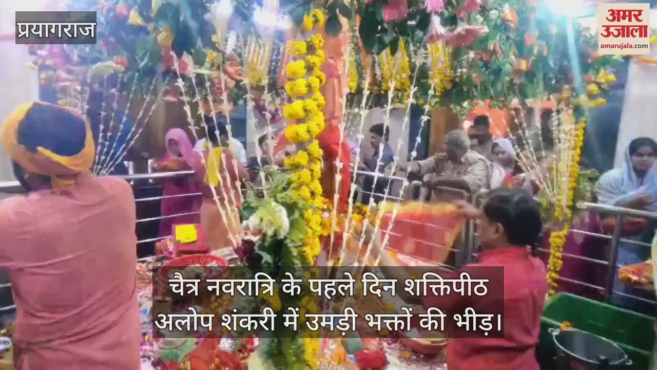 VIDEO : On the first day of Navratri, a huge crowd of devotees gathered in all the Devi temples including Shaktipeeth Alopshankari, chants of Maa kept resonating
