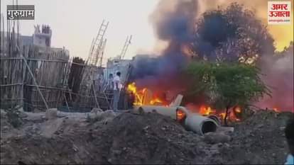 VIDEO : massive fire broke out in slums of Basai Chowk in Gurugram