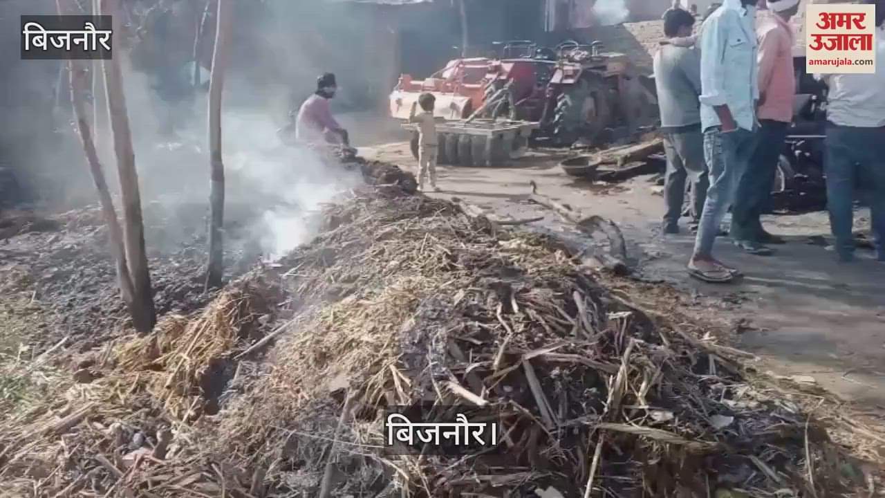 VIDEO : Fire broke out in Bijnors Purana Dhampur village, five cattle burnt, three tractors destroyed