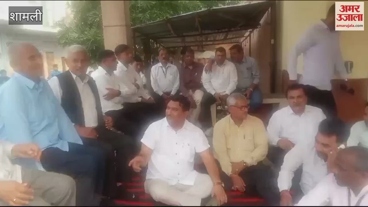 VIDEO : Protest against lathicharge on lawyers in Ghaziabad, lawyers in Shamli formed a human chain at the tehsil