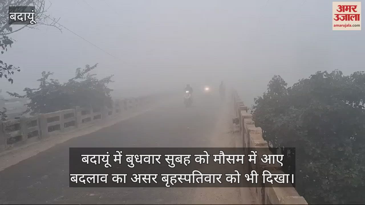VIDEO : बदायूं में घने कोहरे ने धीमी की रफ्तार, दिन में लाइट जलाकर चले वाहन चालक
