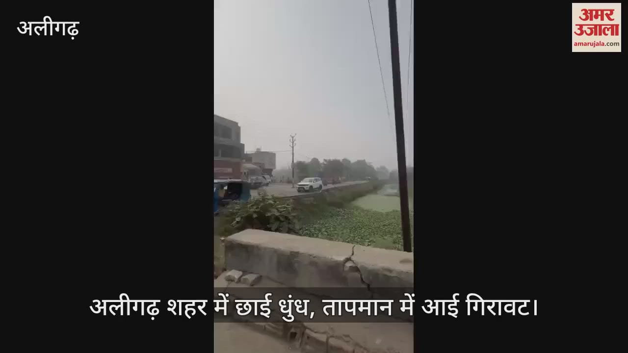 VIDEO : अलीगढ़ शहर में छाई धुंध, तापमान में आई गिरावट