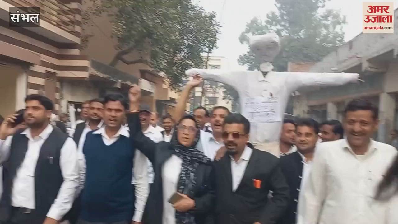 VIDEO : Lawyers went on strike in Sambhal over Ghaziabad case, protested by burning effigy