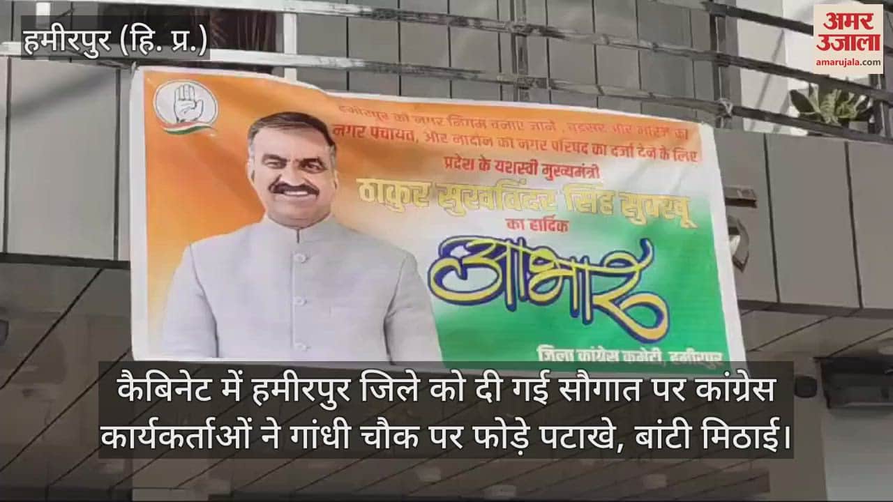 VIDEO : Crackers were burst and sweets were distributed at Hamirpur Gandhi Chowk