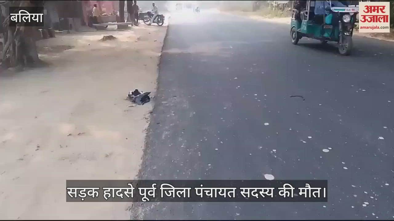 VIDEO : Former district panchayat member dies and son injured in road accident in Ballia
