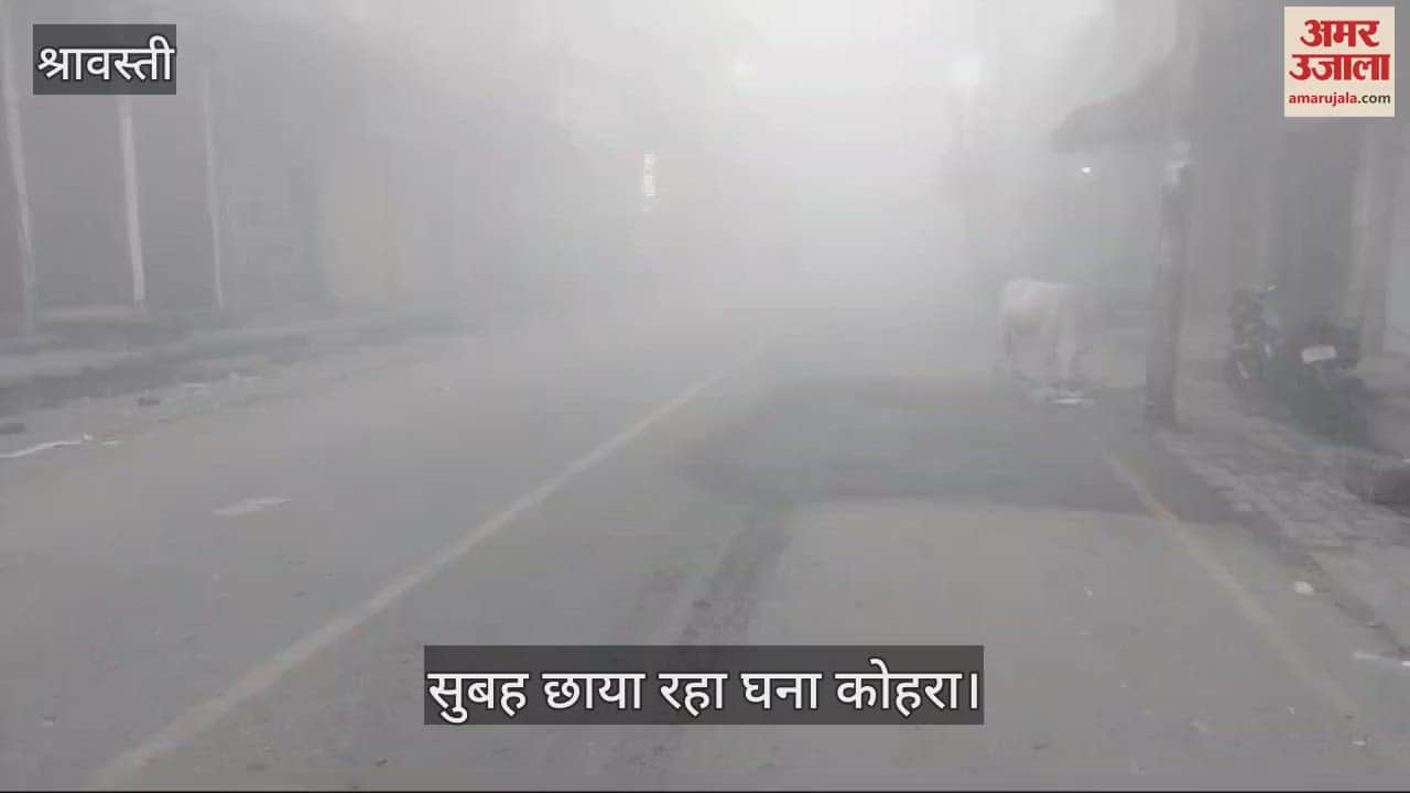 VIDEO : श्रावस्ती: जिले में छाया घना कोहरा, दृश्यता रही कम