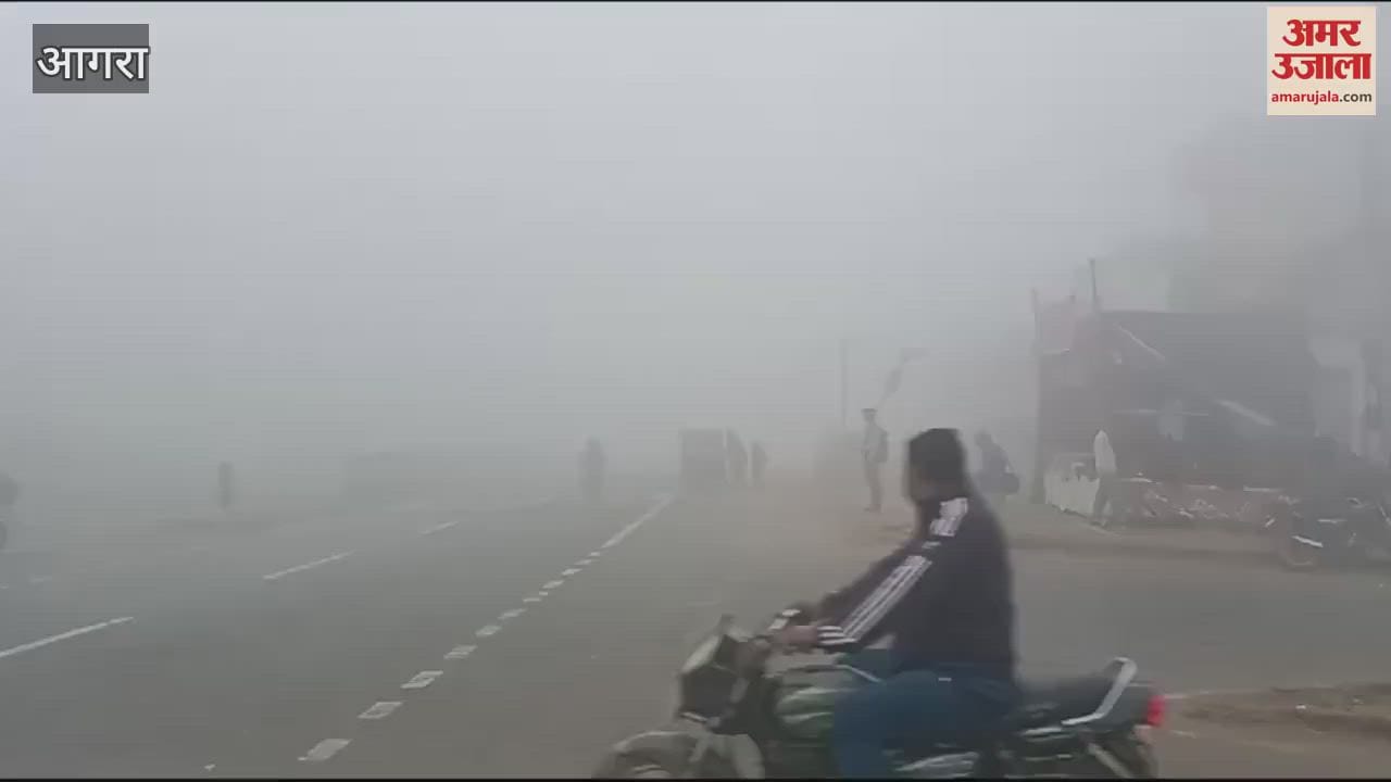 VIDEO : आगरा में देखें कोहरे की घनी चादर, रेंगते हुए चले वाहन
