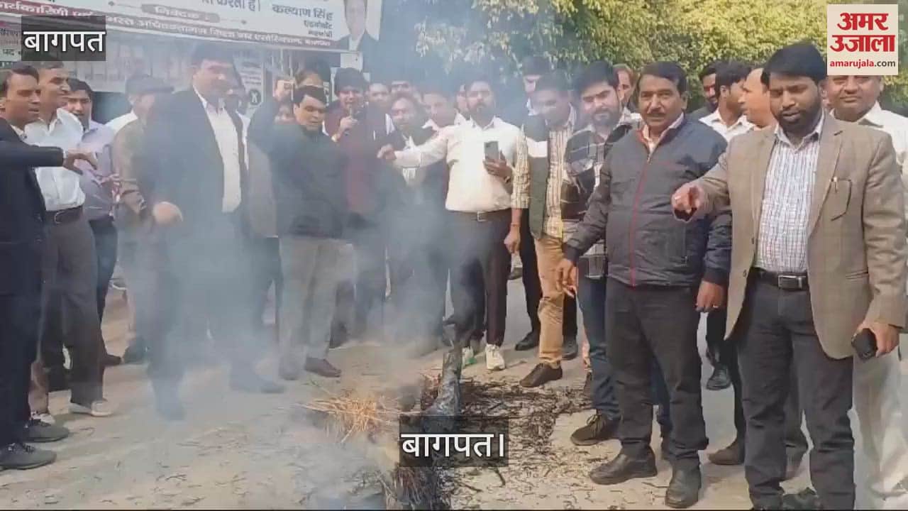 VIDEO : Lawyers protest in Baghpat, burn effigy of Ghaziabad District Judge