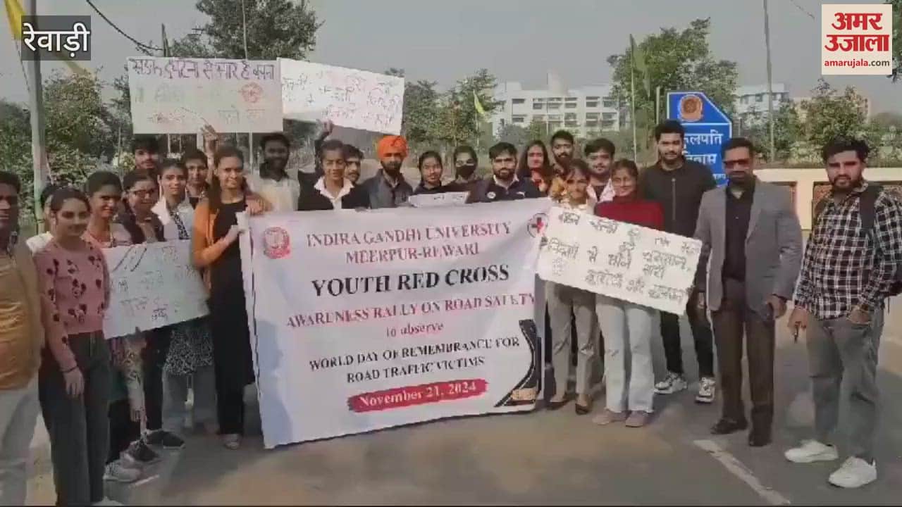 VIDEO : Youth Red Cross unit organised a road safety awareness rally in Rewari, made drivers aware