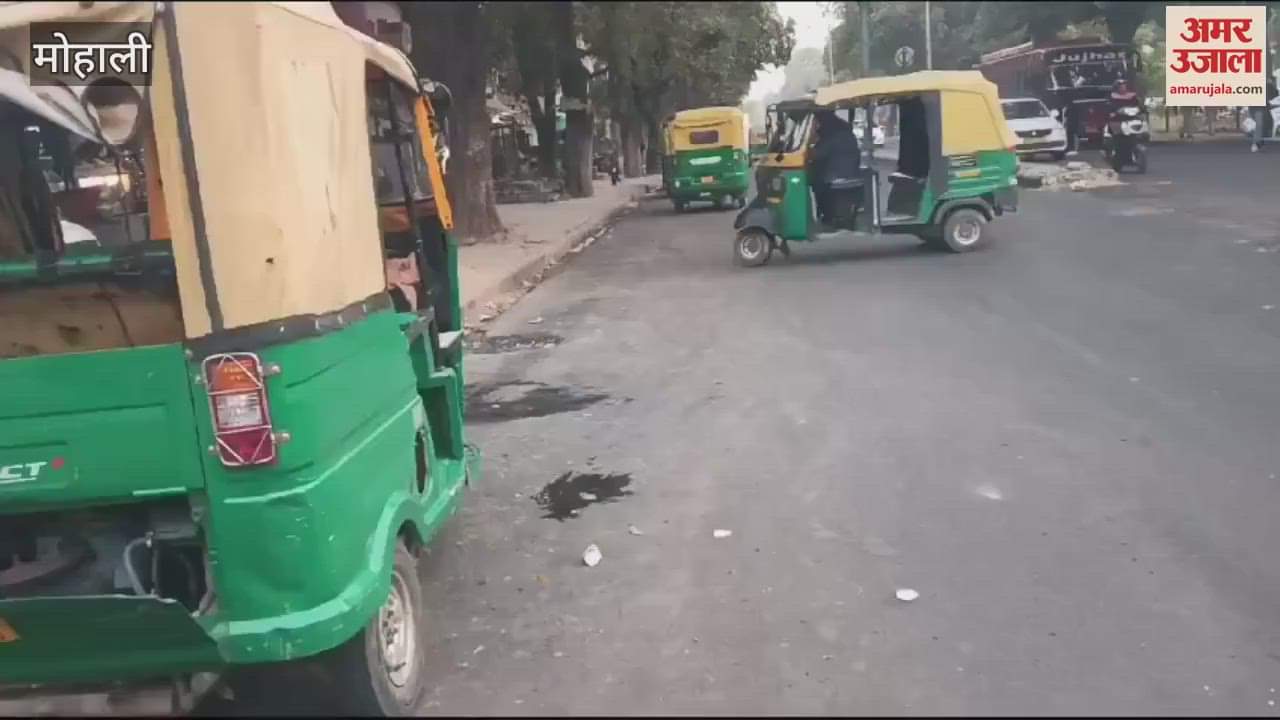 VIDEO : Auto rickshaws stand on the road in Mohali, an accident may occur