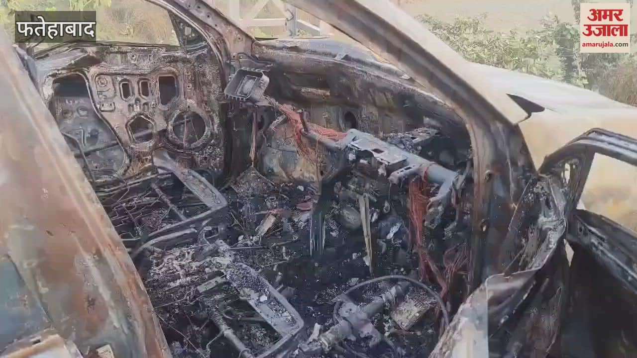 VIDEO : Driver died after fire in car in tohana
