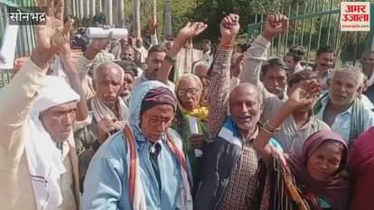 VIDEO : Farmers protested Sonbhadra due to non-availability of garlic seeds