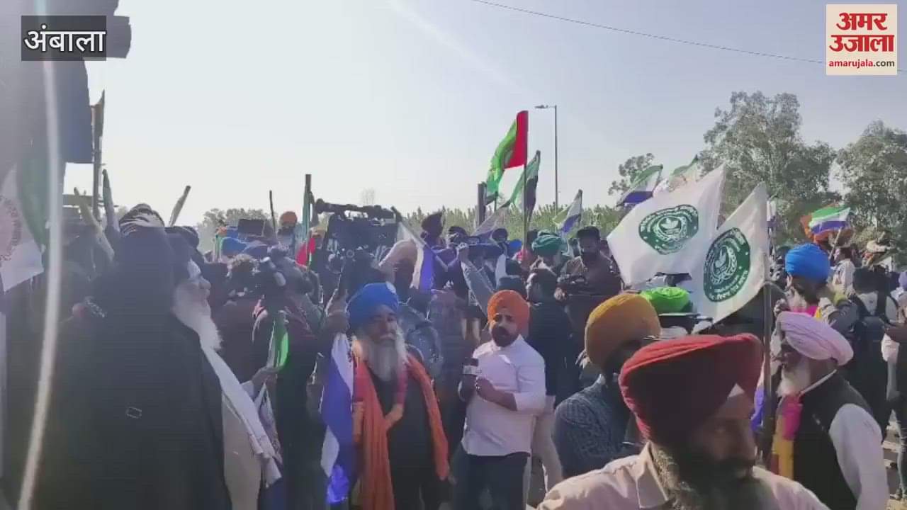 VIDEO : हरियाणा पुलिस ने किसानों को दे रही चेतावनी, किसान कर रहे नारेबाजी