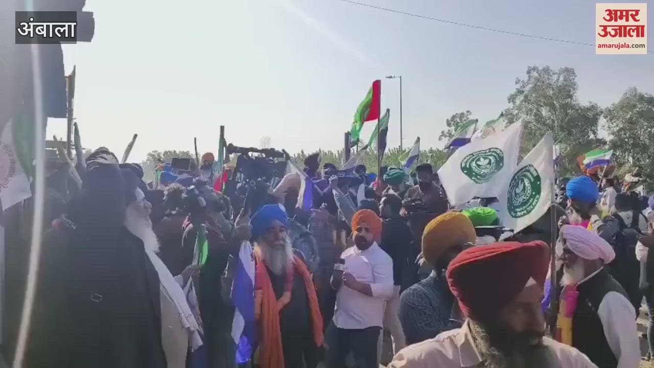 VIDEO : हरियाणा पुलिस ने किसानों को दे रही चेतावनी, किसान कर रहे नारेबाजी