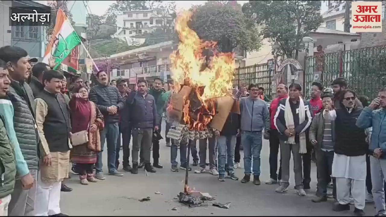VIDEO : अल्मोड़ा में व्यवस्था के खिलाफ भड़के कांग्रेसी, स्वास्थ्य मंत्री का पुतला फूंका