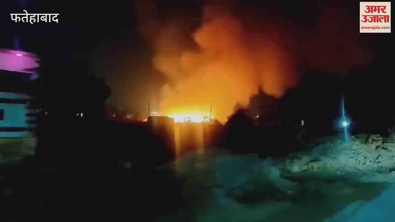 VIDEO : straw stored in fields of Fatehabad village Hizrawan Kalan caught fire