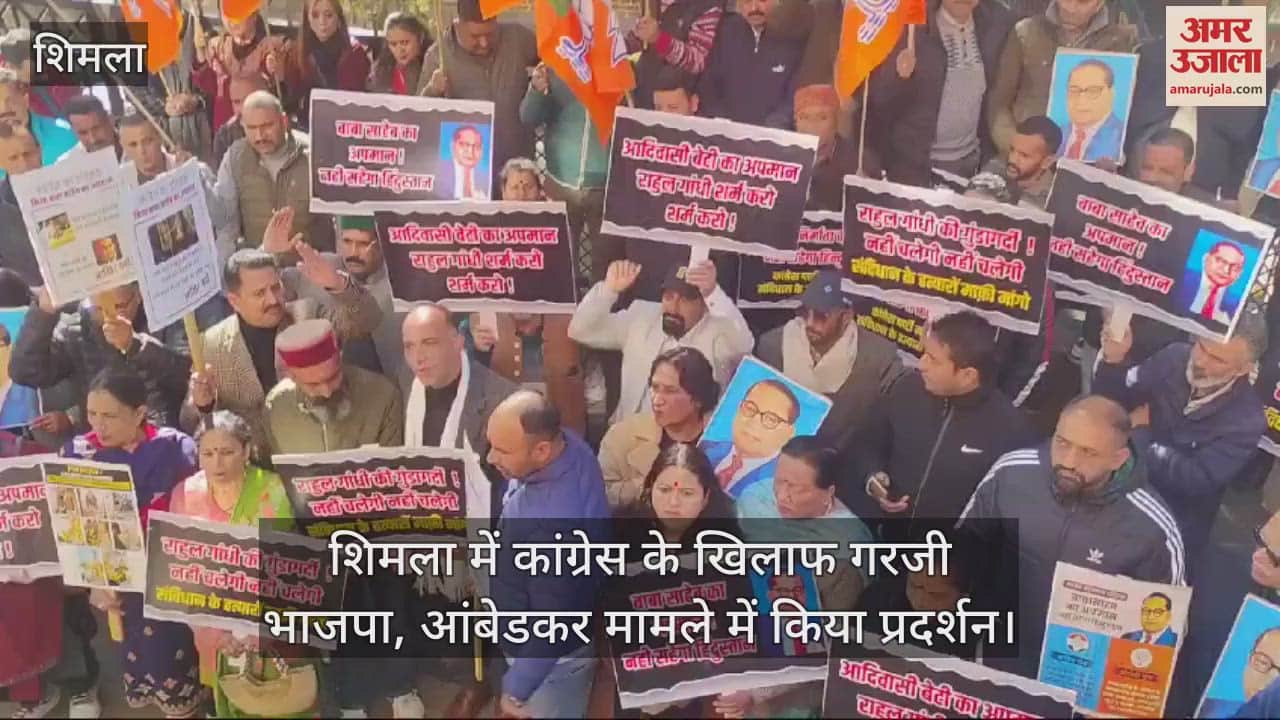 VIDEO : BJP roared against Congress in Shimla, protested on Ambedkar issue