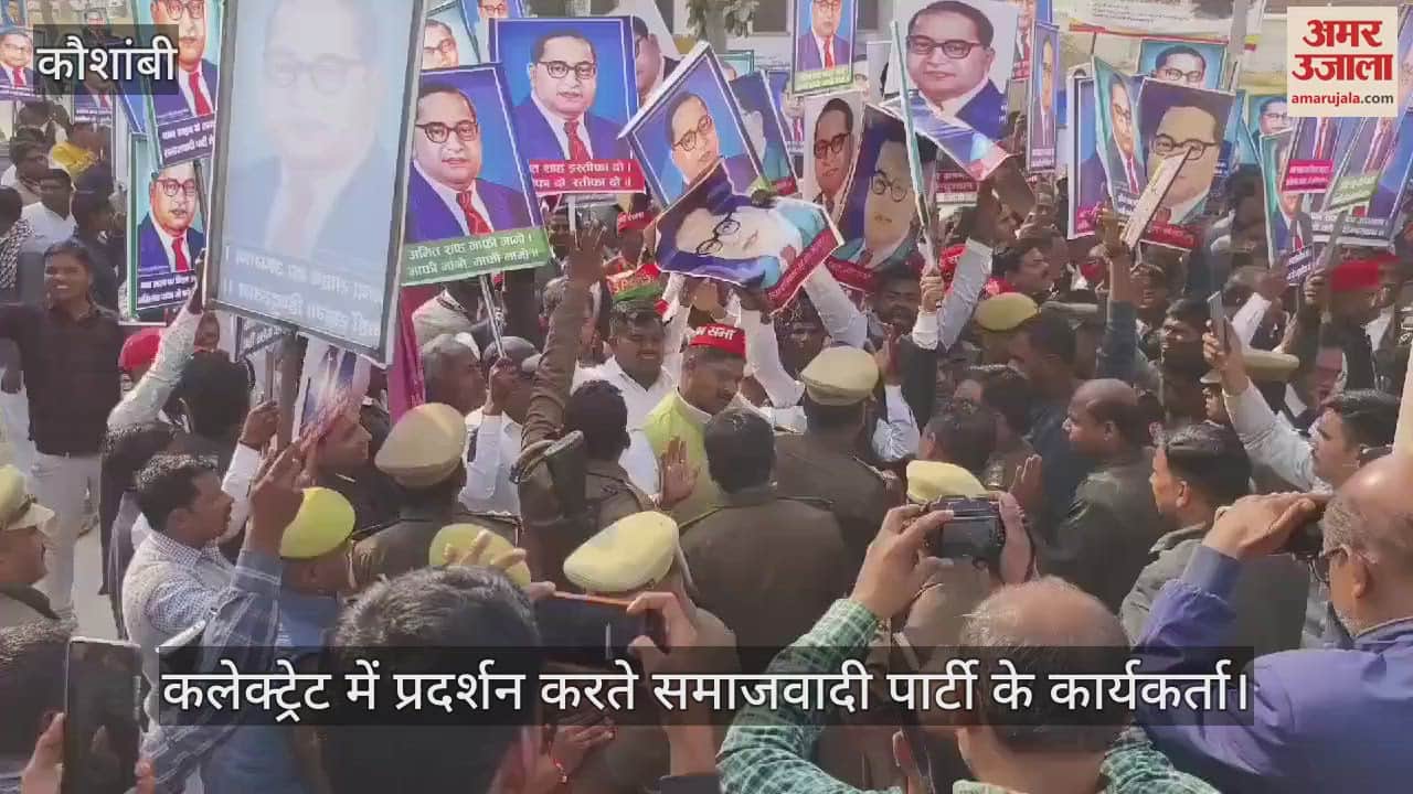 VIDEO : कलेक्ट्रेट में प्रदर्शन के दौरान सपाइयों और पुलिसकर्मियों में तीखी नोकझोंक, जमकर नारेबाजी