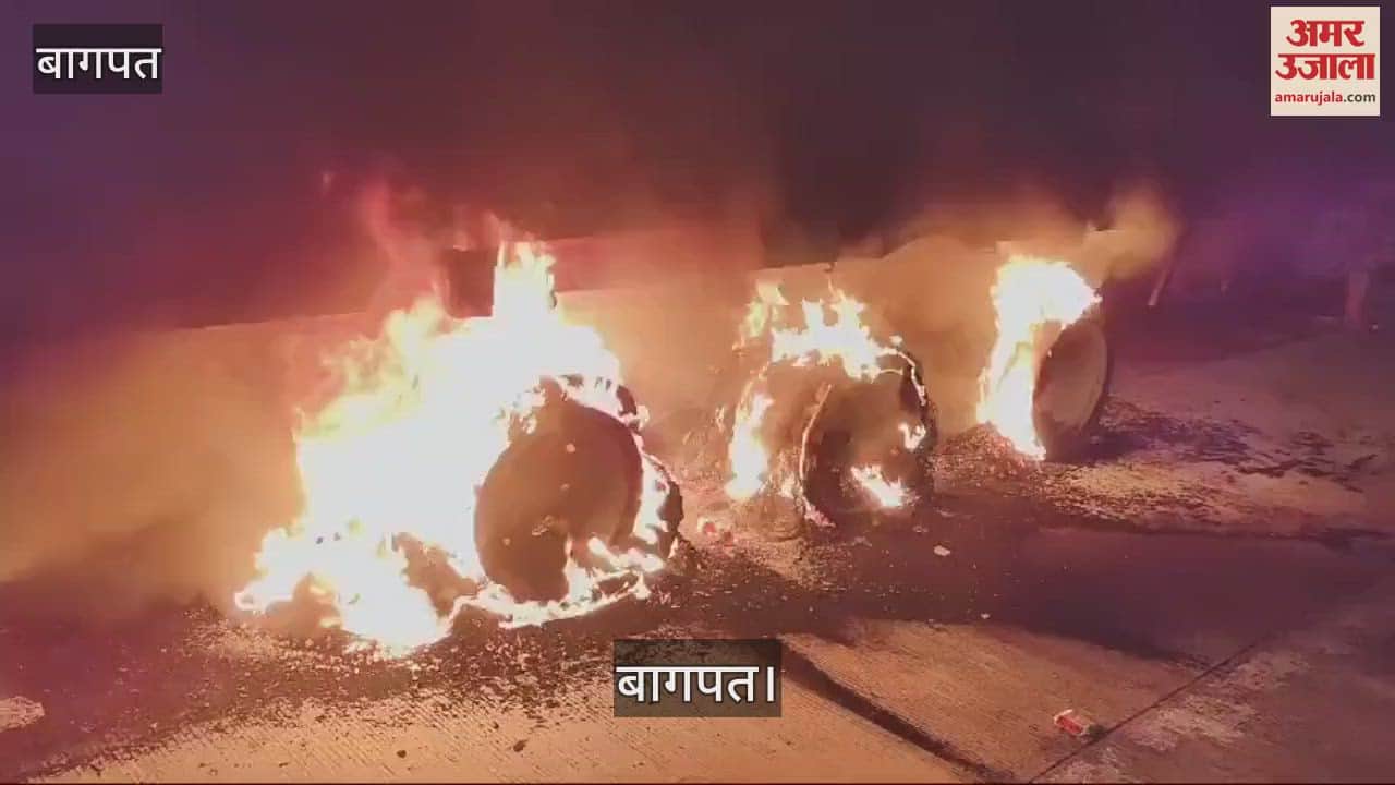 VIDEO : huge fire broke out in the wheels of a truck on the Eastern Peripheral Way in Baghpat, eight tyres burnt to ashes