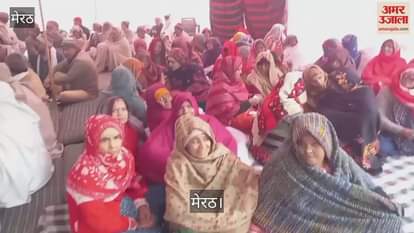 VIDEO : Farmers protest in Meerut, farmers stood in Meda campus in severe cold, women also camped