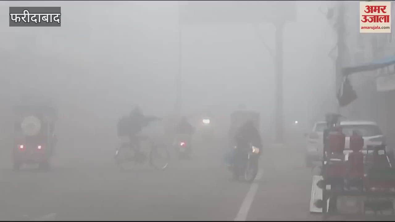 VIDEO : Fog in Faridabad slows down the speed of vehicles