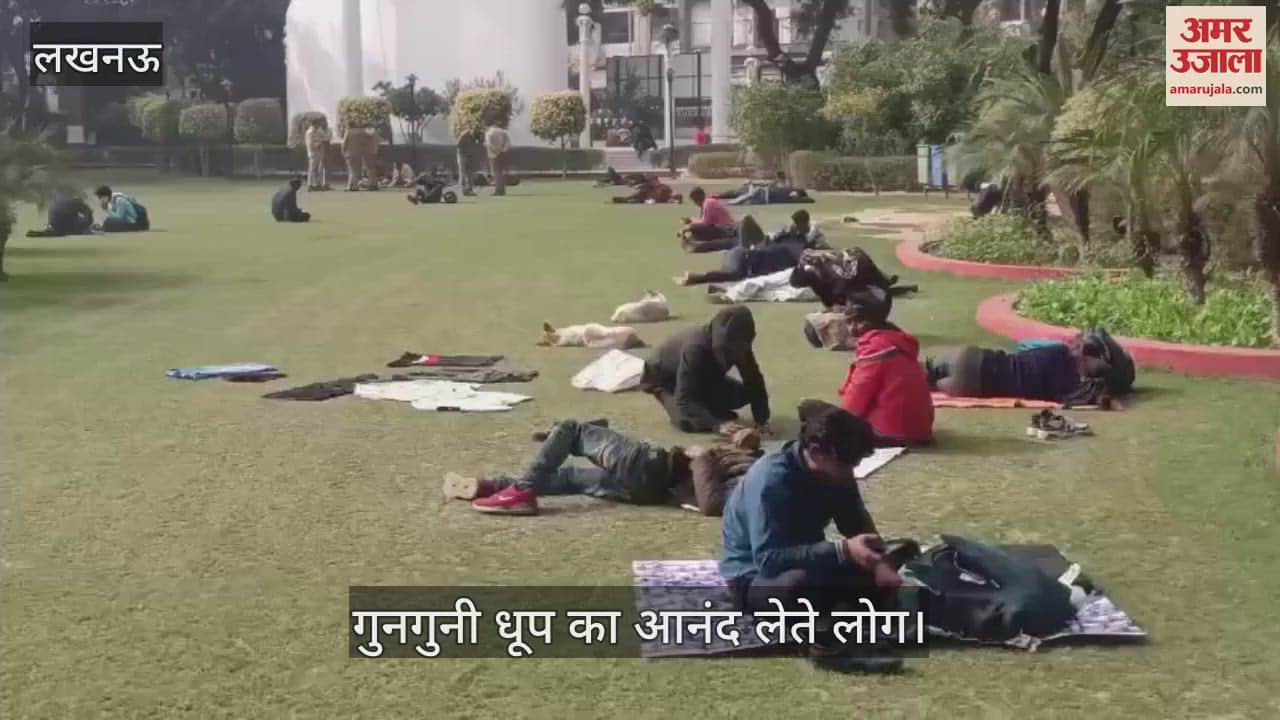 VIDEO : Lucknow: मौसम हुआ नरम, धूप सेंकते नजर आए तेज हवा और गलन से परेशान लोग