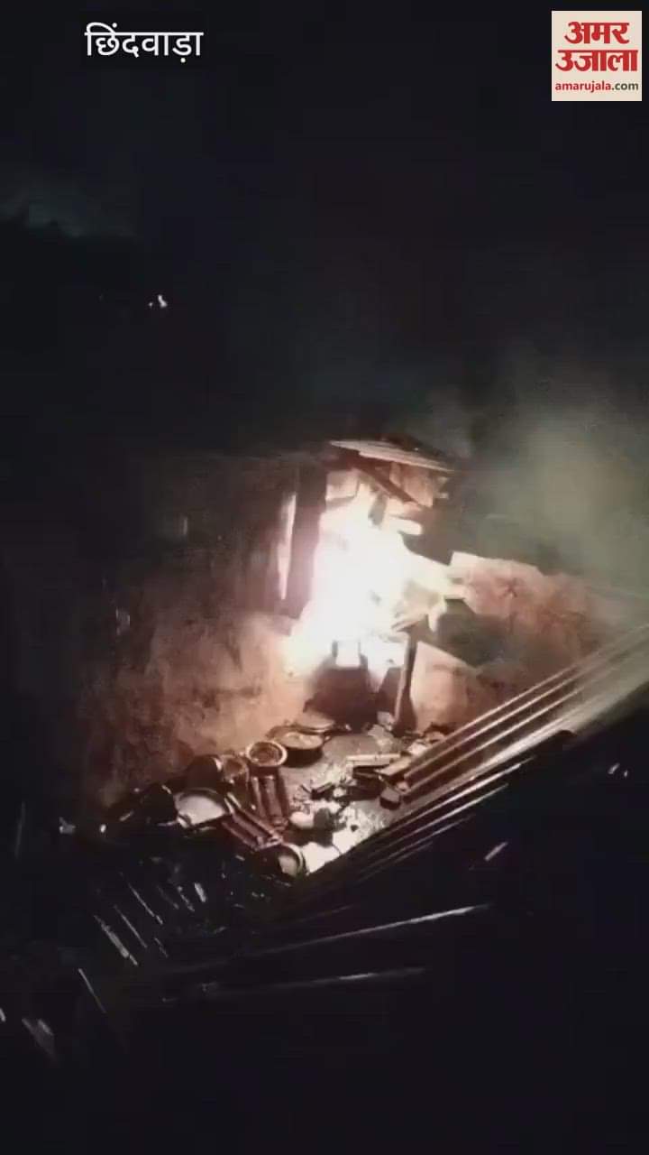Chhindwara News: Two houses in Amarwara caught fire due to gas leak, three burnt