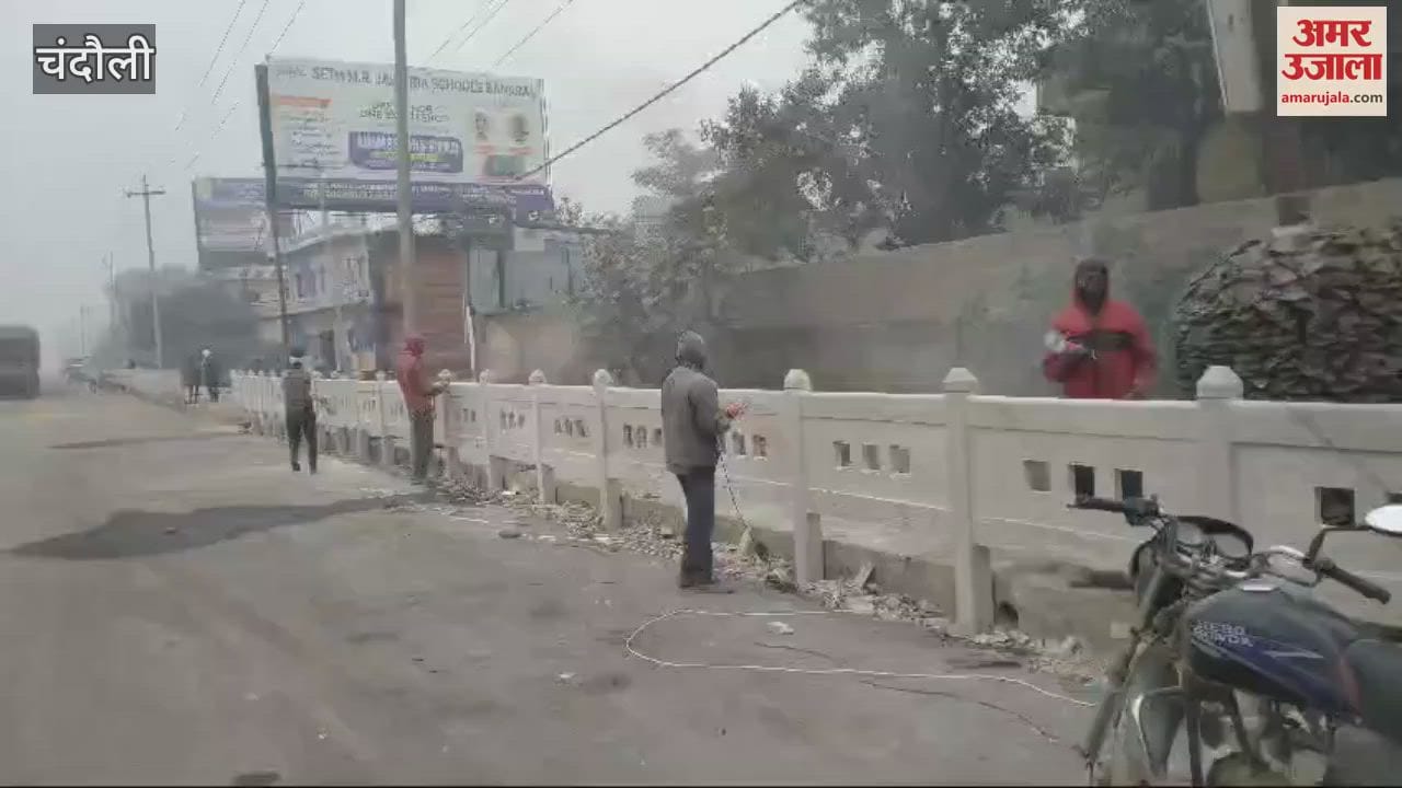 VIDEO : first time in chandauli carved stones installed along six-lane road artisans Rajasthan preparing them