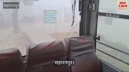 VIDEO : Roadways bus overturned after hitting a divider in fog, many passengers injured
