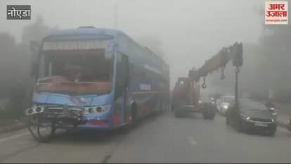 VIDEO : Several people injured in collision between two Volvo buses in Noida