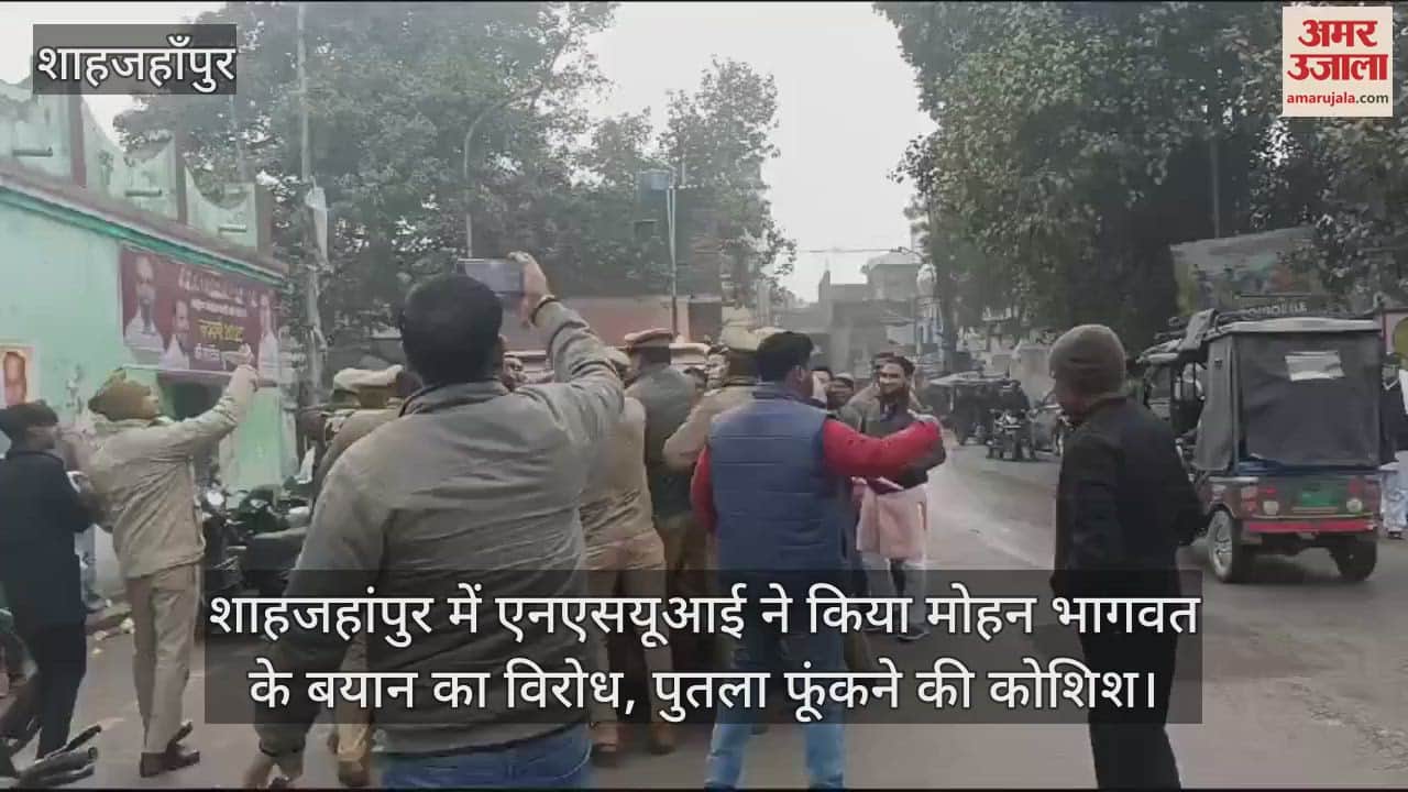 VIDEO : NSUI Workers Protest Against RSS Chief Mohan Bhagwat in Shahjahanpur