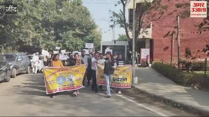 VIDEO : Protest held in Jind against removal of HKRN employees from irrigation department