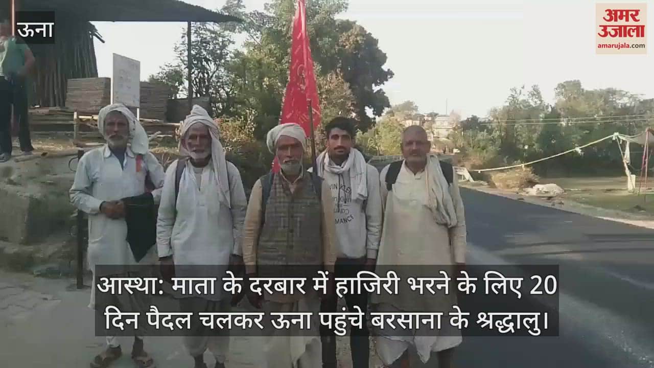 VIDEO : Devotees of Barsana reached Una after walking for 20 days to attend the court of Mata