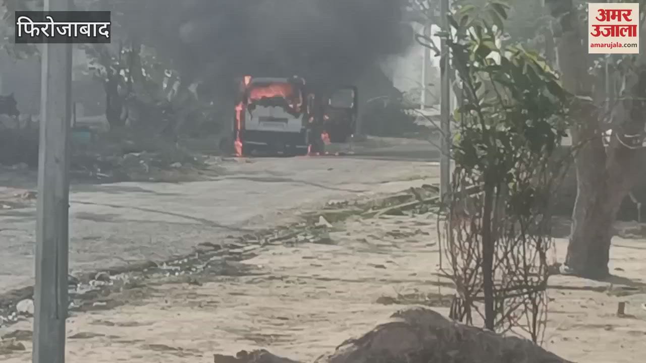 VIDEO : School van caught fire in Firozabad innocent child's face burnt
