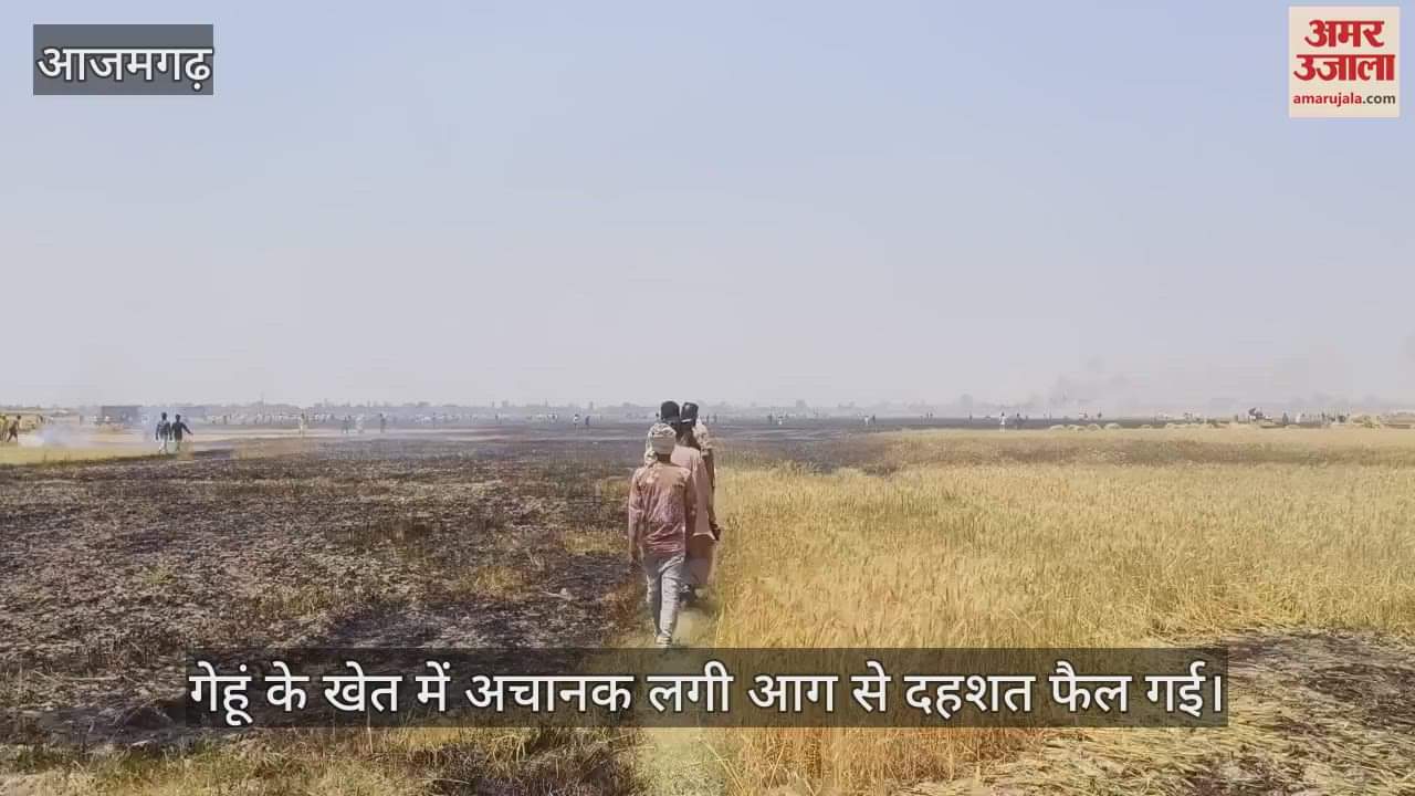 VIDEO : Panic due to fire in Azamgarh's field more than 70 bigha of crop burnt to ashes