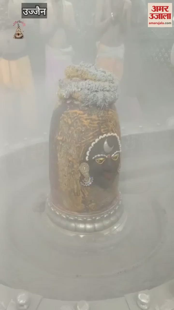 Baba Mahakal adorned moon on his forehead during Bhasma Aarti and  decorated with cannabis