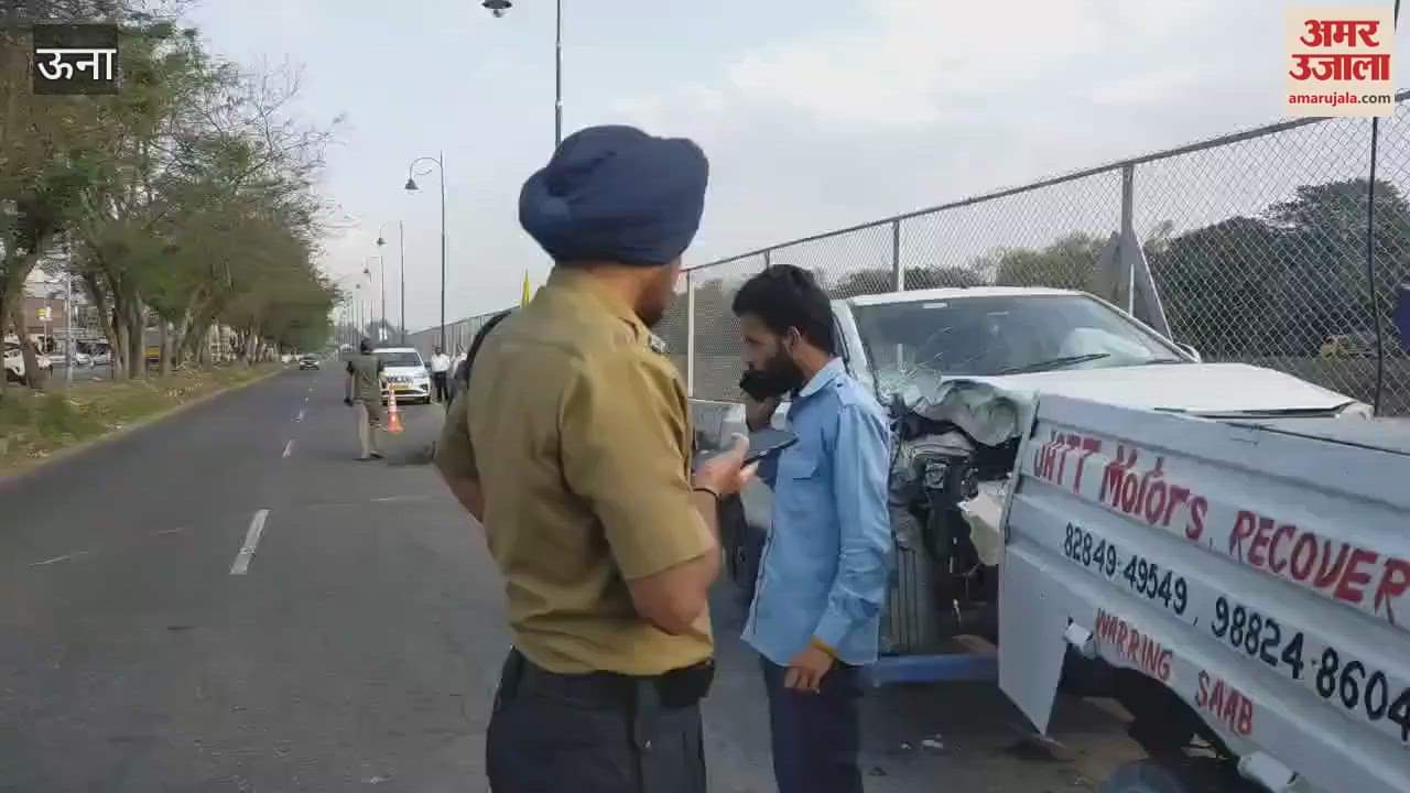VIDEO : A fierce collision between a car and a tractor trolley full of devotees on the Nangal Shri Anandpur Sahib main road