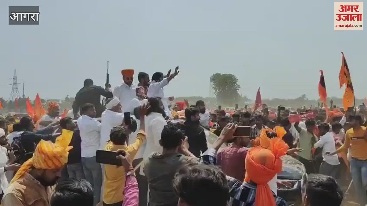 VIDEO : Karni Sena's national president Veeru Bhaiya reached Garhi Rami by helicopter