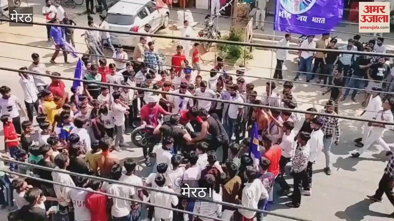 Baba Saheb Bhimrao Ambedkar Jayanti: In the procession in Meerut, a young man danced with a bike on his shoulder