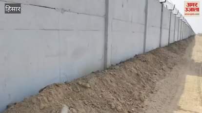 Soil was placed along the walls of Hisar airport and bushes were removed