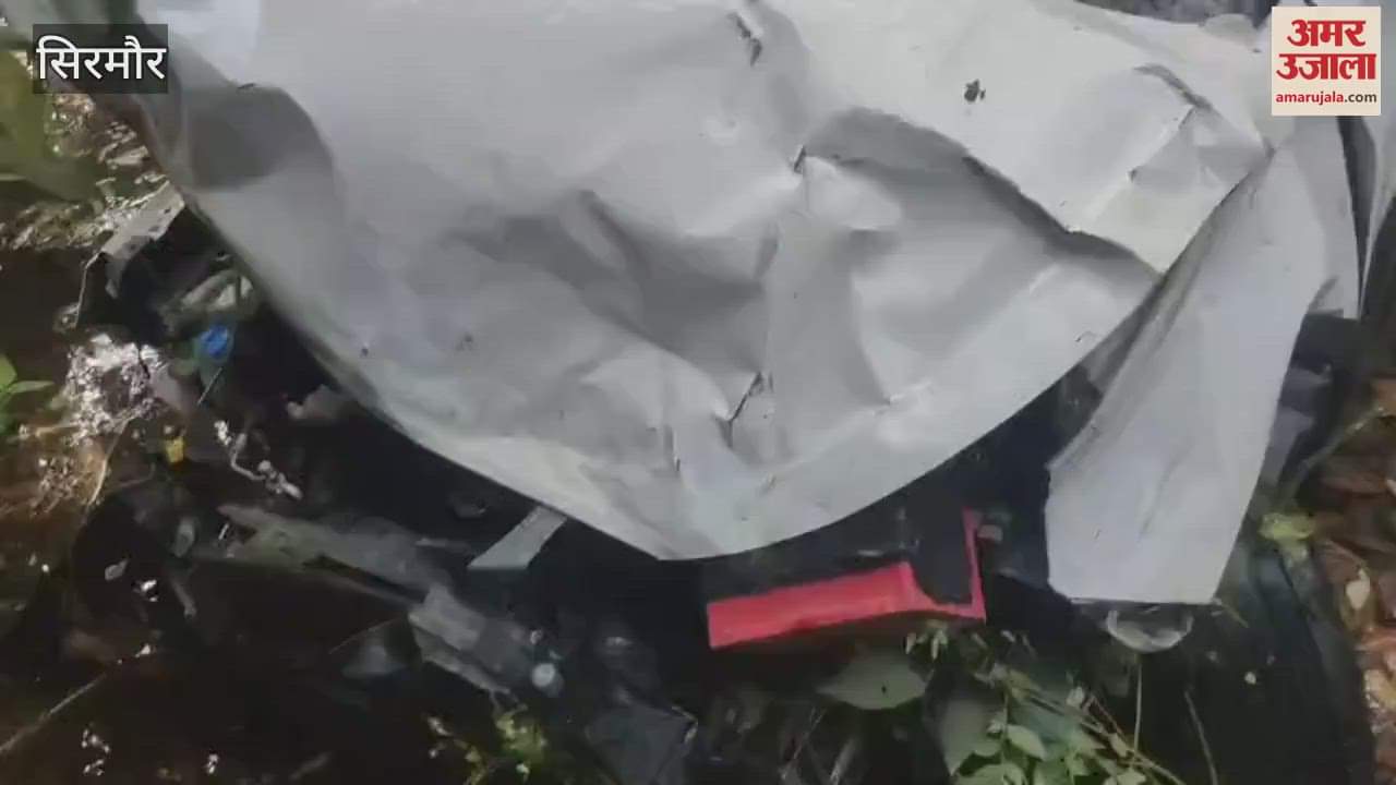 A car went out of control and fell into a ditch due to a strong storm near Sanwala on Kala Amb-Paonta Sahib National Highway 07