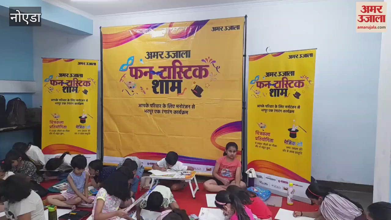 Children drew pictures and filled colours in the funky evening in Noida