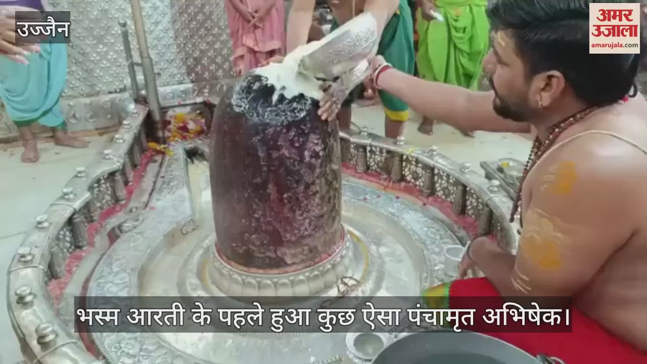 Baba Mahakal gave darshan Bhasma Aarti today, Wearing Tripund and moon forehead and garland of jasmine neck