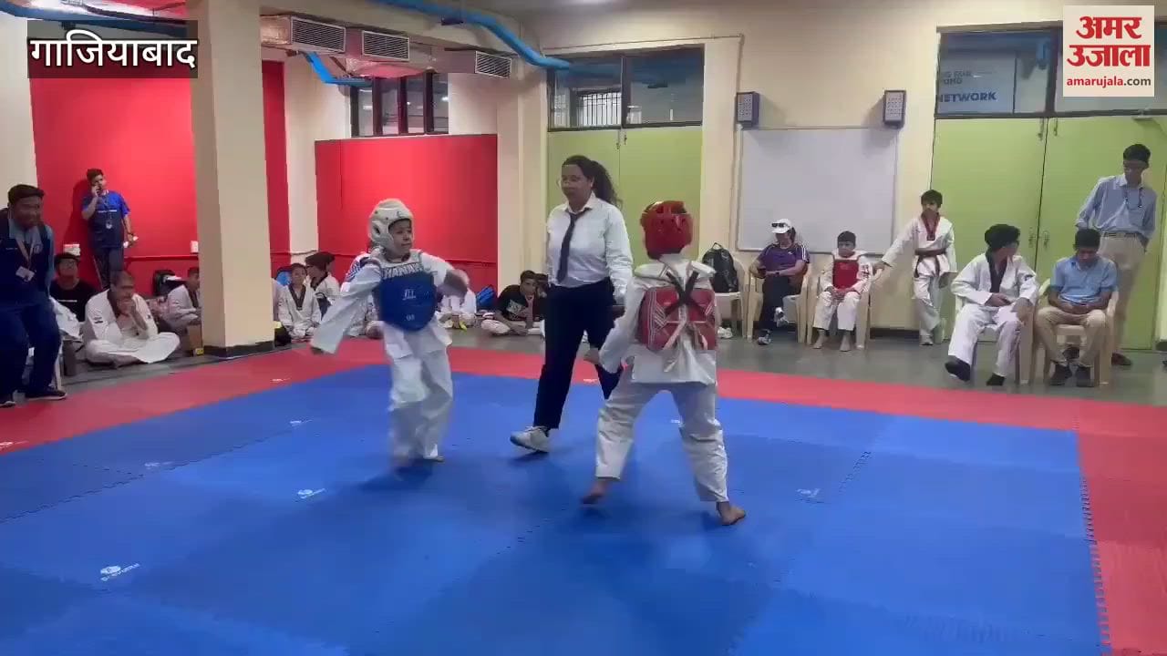 Players participating in Taekwondo competition at DPSG Cup in Vasundhara