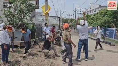 Electricity poles were shifted see method of work in video