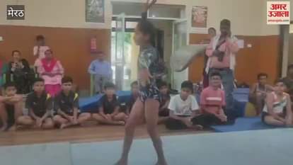 Meerut: Children showed their talent in gymnastics competition at Kailash Prakash Stadium
