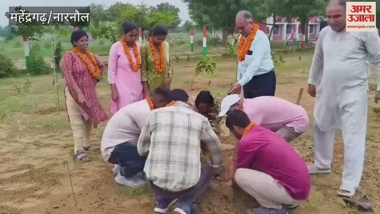 Teachers of Santosh Memorial Rehabilitation and Research Center planted saplings in Madhur Vatika in Narnaul