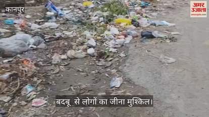 कानपुर में एयरफोर्स गेट के सामने कूड़े का अंबार, स्थानीय लोग और बच्चों हैं परेशान