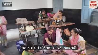 Women are learning sewing in a sewing center